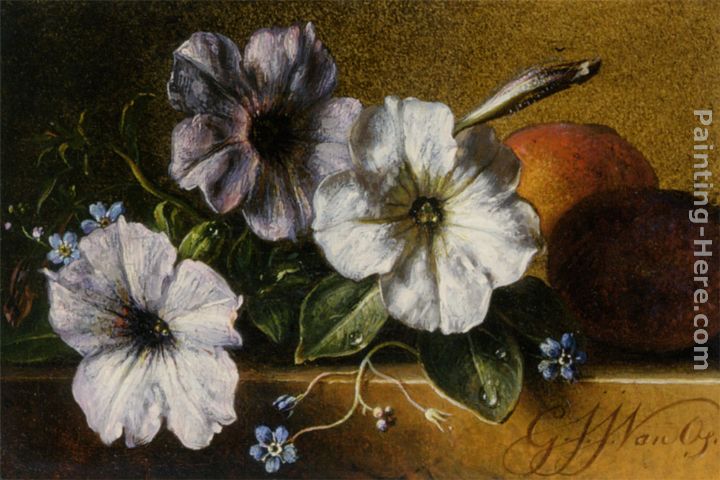 A Still Life with Flowers and Fruit painting - George Jacobus Johannes Van A Still Life with Flowers and Fruit art painting